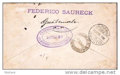 Gua084/  GUATEMALA - Stationery U 7B, Certificado AR. 1899 Via Chile Nach Uruguay - Guatemala