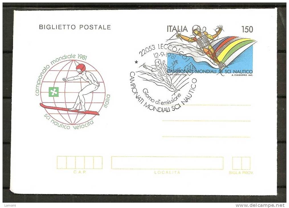 *Aérogramme , Championati Mondiali Sci Nautico 12.9.1981 - Ski Nautique