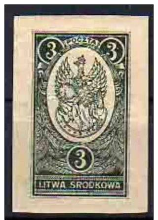 Mittellitauen    Freimarken     1921    Mi.   36  B   * Siehe Bild - Litauen