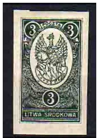 Mittellitauen    Freimarken     1921    Mi.   36  B   * Siehe Bild - Lituanie