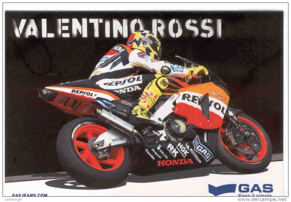 S VALENTINO ROSSI GAS  MOTOCICLETTA HONDA MOTORCYCLIST MOTORRADFAHRER MOTORRACER - Motociclismo