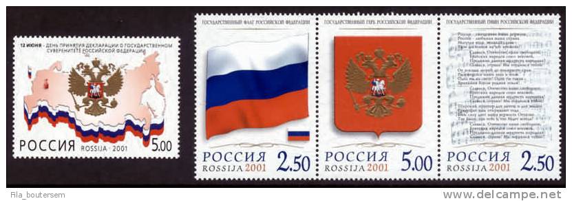 RUSSIAN FEDERATION : 05-06-2001 (**) : 4V + BLOC : National Emblems Of The Russian Federation. (With Certificate) - Neufs