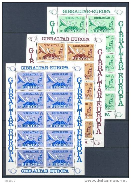 GIBRALTAR 1979 EUROPA CEPT 3 MINI HOJAS DE 10 TIMBRES - YVERT 393/395 - 1979