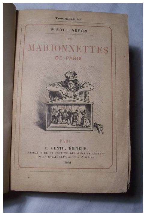 Pierre Véron LES MARIONNETTES DE PARIS Ed. Dentu 1862 - 1801-1900