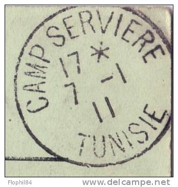 TUNISIE-CACHET A DATE CAMP DE SERVIERE DU 7-1-1911 / CP DE DOUGGA - Autres & Non Classés