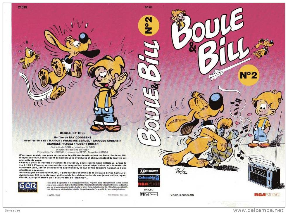 JAQUETTE K7 - PUBLICITAIRE - BOULE ET BILL N°2 - ROBA - SPECIMEN - Posters