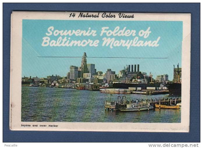 GREETINGS FROM BALTIMORE MARYLAND - 14 NATURAL COLOR VIEWS - SOUVENIR FOLDER OF BALTIMORE MARYLAND - Baltimore