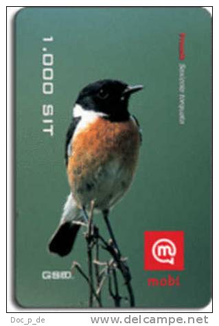 Slovenia - Mobi GSM Recharge Card - Bird - Stonechat -  1000SIT - 31/12/2008 - Slovenia