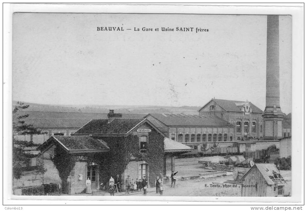 80 BEAUVAL LA GARE ET USINE SAINT FRERES ANIMEE - Beauval