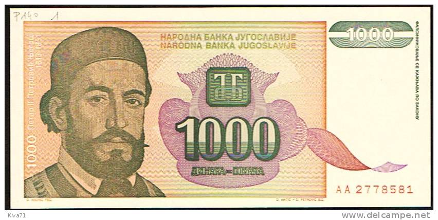 1000 Dinara   "YOUGOSLAVIE"  1994    P140  UNC    Bc151. - Yugoslavia