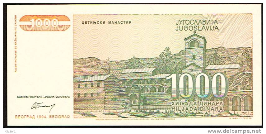 1000 Dinara   "YOUGOSLAVIE"  1994    P140  UNC    Bc151. - Yugoslavia