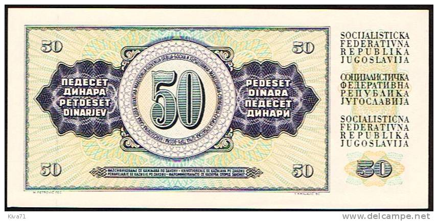 50 Dinara   "YOUGOSLAVIE"  4  11  1981    P89  UNC    Bc151 - Yugoslavia