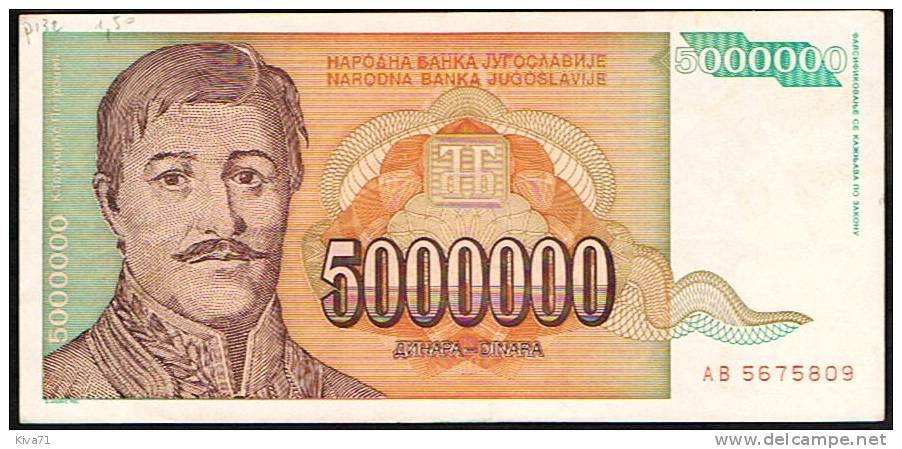 5 Million De Dinara   "YOUGOSLAVIE"   1993    P132  UNC   Bc151. - Yugoslavia