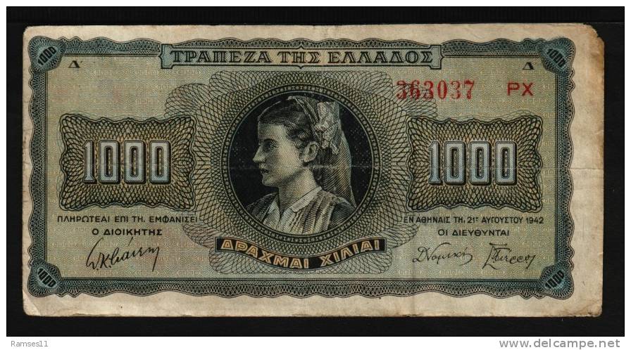 GREECE / GRIECHENLAND - 1.000 Drachmai, 1942, P-118 B - Griekenland