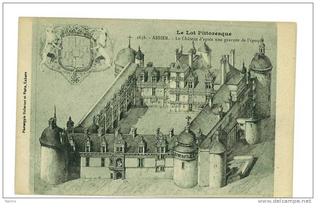 46 - Lot De 3 Cartes D'ASSIER : Coté Est Du Chateau Avec Animation - Intérieur De L'église Et Chateau D'après Gravure - Assier
