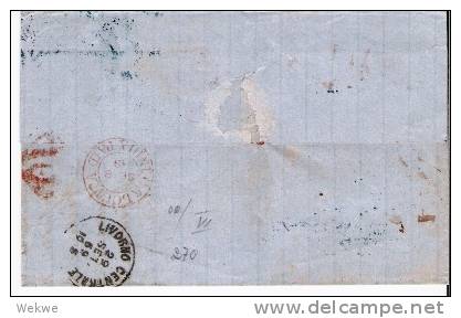 IB018a/ INDIEN -  Calcutta 1869 Overland Via Alexandria/Brindisi, All Paid (Brief, Cover, Lettre) - 1858-79 Kolonie Van De Kroon
