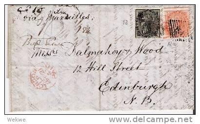 IB073/  INDIEN - Bombay 1860, Onforwarding Agency + London Paid, Via Marseiles - 1858-79 Crown Colony