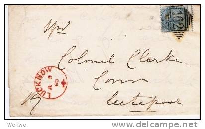 IB078/  BRIT:  INDIEN - Lucknow 1860 (rot/red) Stempel Nr. 162, Zentrisch Auf Marke - 1858-79 Compañia Británica Y Gobierno De La Reina