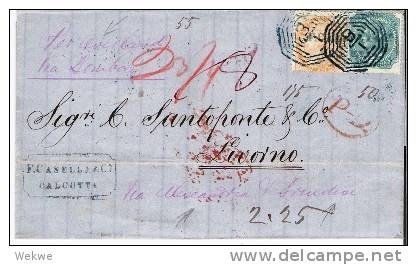 IB080/ BRIT. INDIEN - Calcutta India Paid 1870 Via Alexandria (Overland) - 1858-79 Compagnie Des Indes & Gouvernement De La Reine