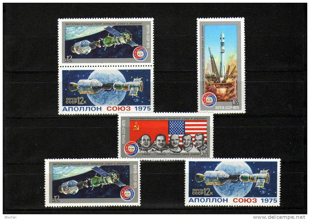 ZD- Varianten Apollo - Sojus Raumfahrt 1975 UdSSR SU CCCP 4371/4 + 4 ZD ** 14€ - Europe