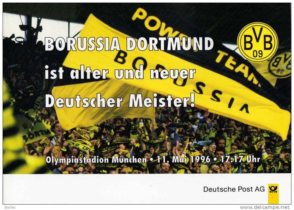 Bourussia Dortmund Neuer Fussballmeister 1996 Gedenkblatt BRD 1879 + GBl.3/96 ** Plus O 14€ Soccer Document From Germany - Beroemde Teams