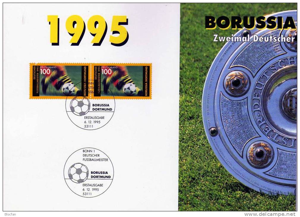 Bourussia Dortmund Neuer Fussballmeister 1996 Gedenkblatt BRD 1879 + GBl.3/96 ** Plus O 14€ Soccer Document From Germany - Berühmte Teams