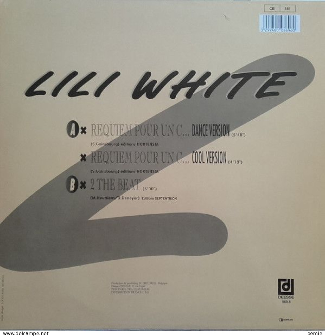 LILI  WHITE  CHANTE GAINSBOURG  REQUIEM  POUR UN CON - 45 T - Maxi-Single