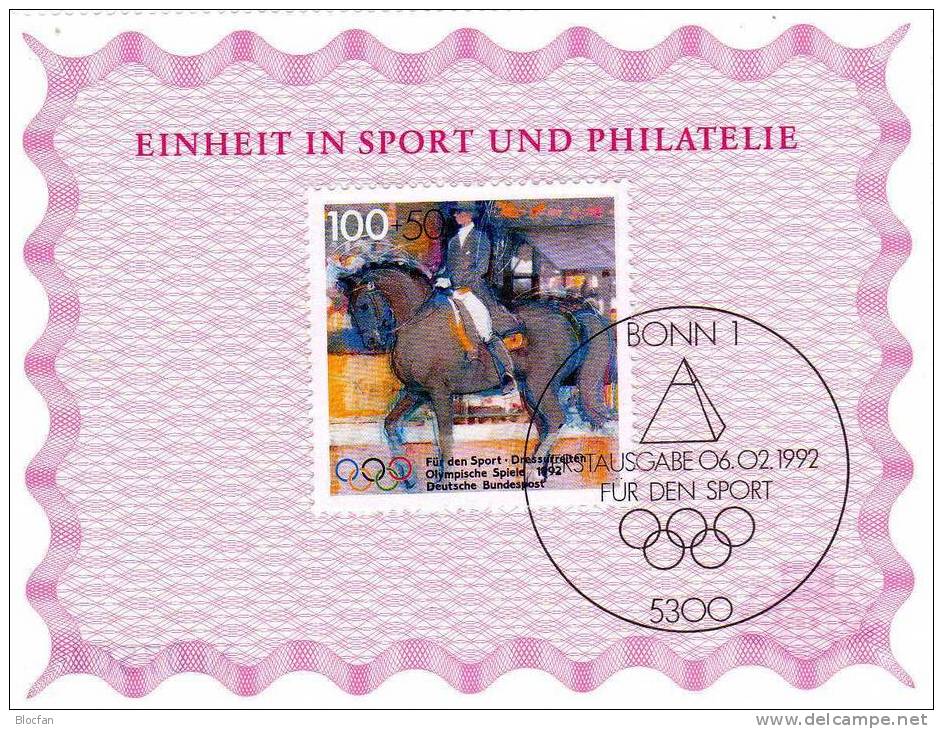 Sport Jahresgabe 1992 Fechten, Rudern, Reiten... BRD **/o 1592/5 + Jahresblock 14 SST 43€ - Springreiten