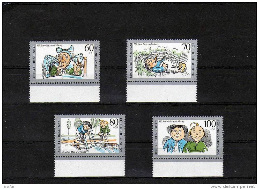 Max Und Moritz Jahresgabe 1990 Jugend **/o Berlin 868/1, BRD 1455/8+Jahresblock 12 SST 52€ - Fairy Tales, Popular Stories & Legends