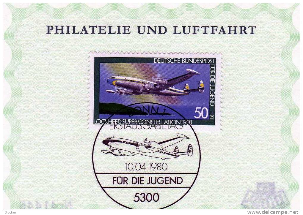 Jahresgabe 1980  Verkehrsflugzeuge BRD ** 1040/3 + Jahresblock 2 SST 39€ - Other (Air)