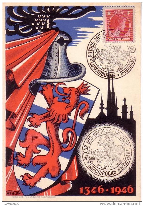 FDC - Luxembourg - Retour Des Cendres De Jean L'Aveugle 1946 - FDC