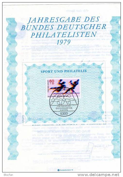 Sport Handball / Canadier Jahresgabe 1979 BRD ** 1009/0 + Jahresblock 1 SST 40€ - Balonmano