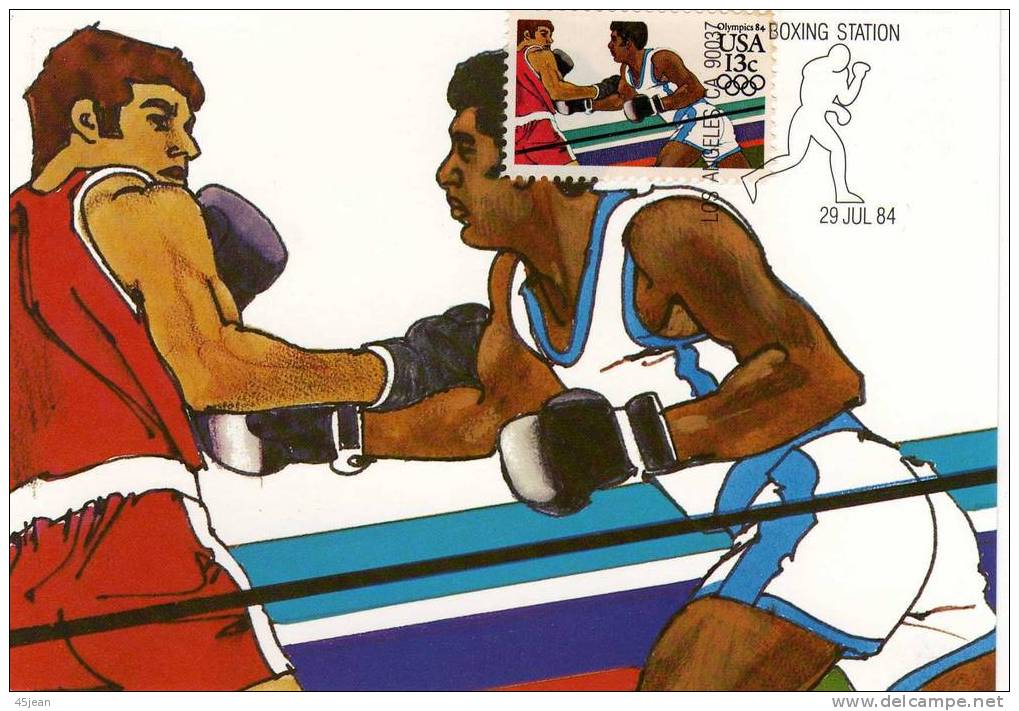 U.S.A: 1984  Carte Maximum JO De Los Angeles, La Boxe, Oblitération Los Angeles CA - Boxing