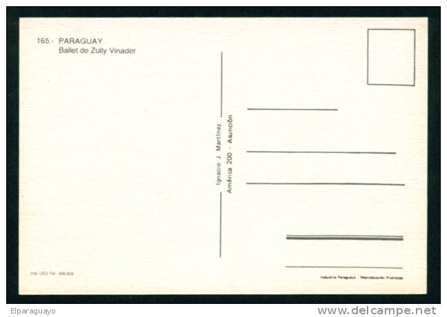 PARAGUAY - POSTAL CLÁSICA - BALLET DE ZULLY VINADER - SALTOS DEL CHOLOLÓ - Paraguay