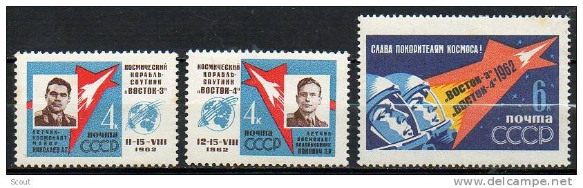 RUSSIA – URSS - RUSSIE - 1962 - VOSTOK 3 E 4 - YT 2550/2552 DENTELLATI ** - Russia & USSR