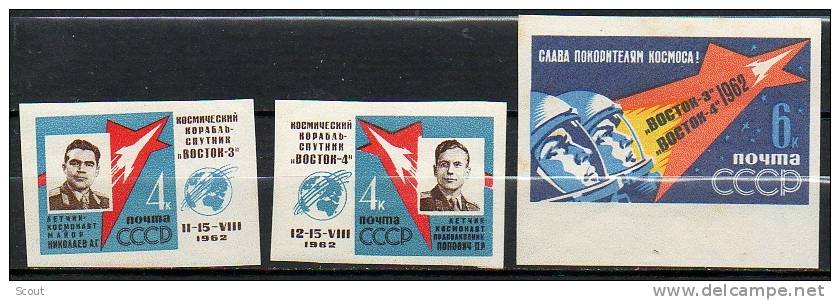 RUSSIA – URSS - RUSSIE - 1962 - VOSTOK 3 E 4 - YT 2550/2552 NON DENTELLATI ** - Russie & URSS