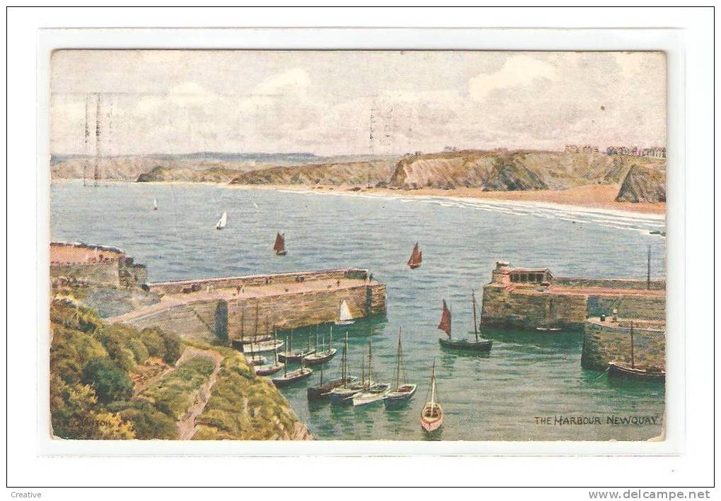 Cornwall - The Harbour, Newquay .  Oblitérés Liège 1925. - Newquay