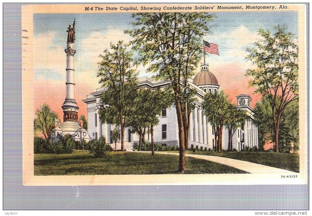 The State Capitol, Showing Confederate Soldiers' Monument, Montgomery Alabama - Montgomery