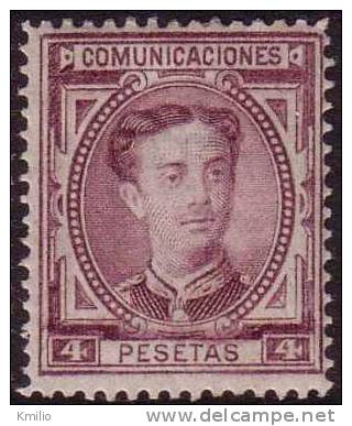 1876. Edifil 181* Alfonso XII 4 Pts Violeta En Nuevo - Unused Stamps