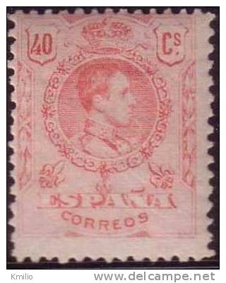 1909. Edifil 276** Alfonso XIII Medallón 40cts Rosa En Nuevo - Nuovi