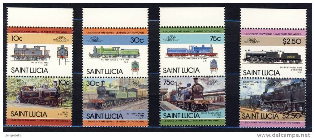 1985 St.Lucia Lovely Locomotive Set Setenant MNH - St.Lucie (1979-...)