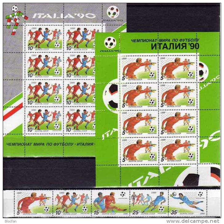Kleinbogen Fußball-WM Italien 1990 Sowjetunion 6088/2,ZD+2KB ** 16€ Football Bloque M/s Soccer Sheetlets Bf USSR CCCP SU - 1990 – Italien