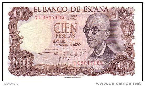 ESPAGNE   100 Pesetas  Daté Du 17-11-1970   Pick 152a     ***** BILLET  NEUF ***** - 100 Pesetas