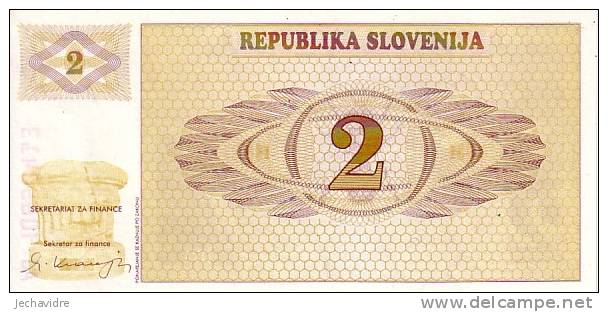 SLOVENIE  2 Tolarjev   Emission De 1990   Pick 2a     ***** BILLET  NEUF ***** - Slovenië