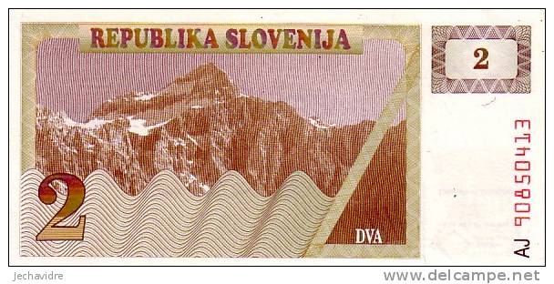 SLOVENIE  2 Tolarjev   Emission De 1990   Pick 2a     ***** BILLET  NEUF ***** - Slovénie