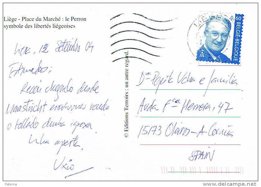 3512  Postal, LIEGE 2004 ( Belgica), Post Card, Postkarte - Lettres & Documents