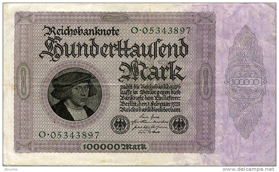 Allemagne Germany 100000 Mark 1 Februar 1923 P83c - 100.000 Mark