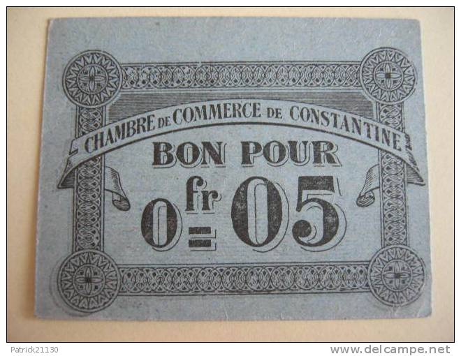 CONSTANTINE 0.05F TICKET NEUF     12/10/1915 PI38 - Handelskammer