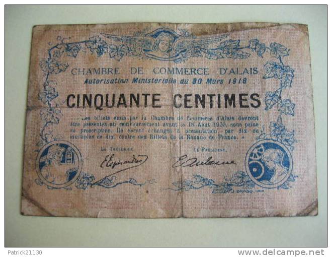 ALAIS  0.5F REF 3       30/03/1916 - Chamber Of Commerce