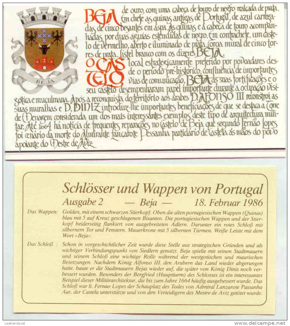 Portugal Booklet Castle 2: Beja 18-2-1986 - Kastelen